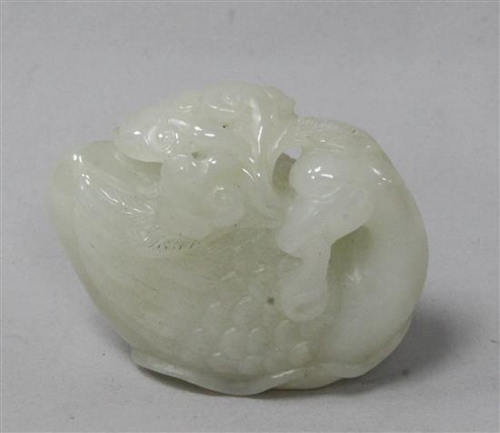 A Chinese jade figure of a duck